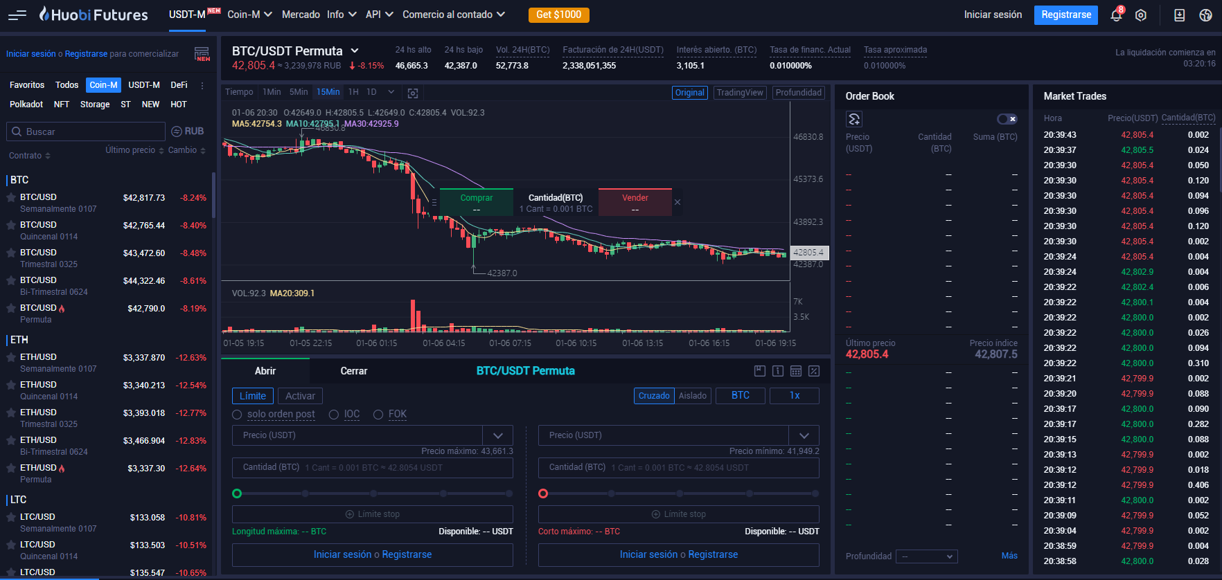 Sala de comercio en Huobi Global Sala de comercio en Huobi Global