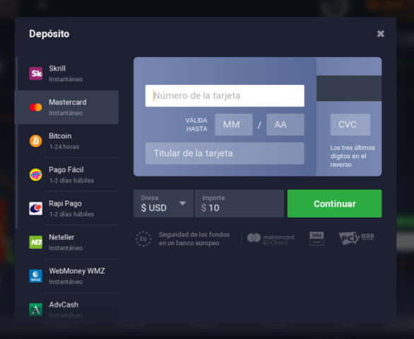 Realizar un depósito en una plataforma Realizar un depósito en una plataforma