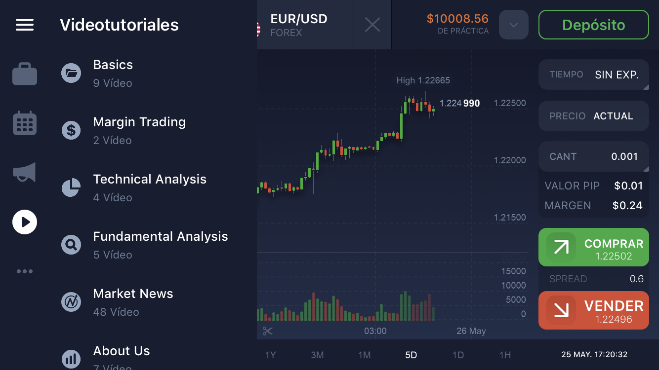 Lecciones de vídeo en una plataforma móvil